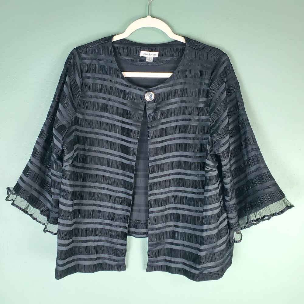 Joan Rivers Black Dressy One Button Striped Bolero Jacket Size 1X